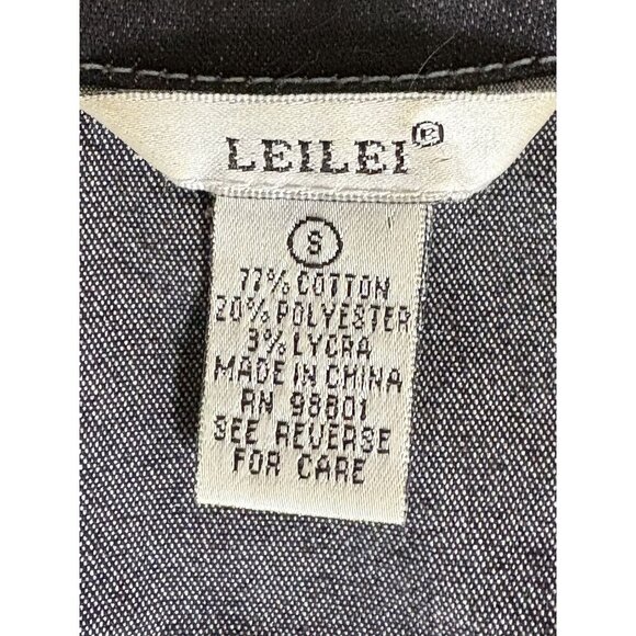 Leilei Womens Black Denim Jacket Western Style Stretchy Cotton Blend S - Picture 4 of 4